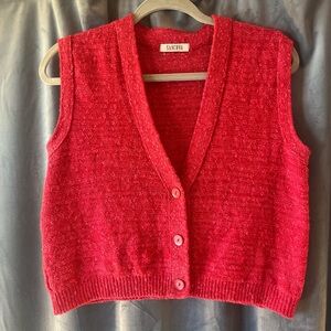 Women's vintage 80s button down Red Sweater Vest
